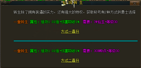 <strong>1.95超变传奇中轮回转生的方式有哪些？</strong>